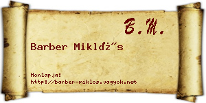 Barber Miklós névjegykártya